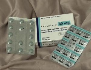 Longtec Tablets UK prolonged release oxycodone tablets in original packaging showing front and back view for chronic pain treatment