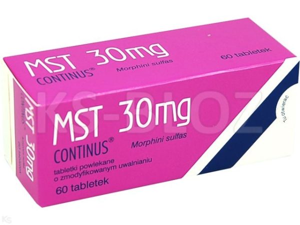 MST Continus Tablets UK morphine sulfate prolonged-release tablets in labelled blister packaging for severe pain management