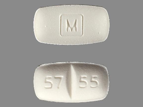 Methadone 5 mg UK tablet displayed in close-up view showing the tablet shape, colour, and identifying surface markings.