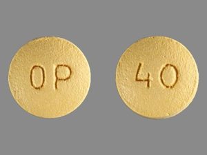 OxyContin 40 mg prolonged-release tablet for UK reference, shown as a prescription-only oxycodone medicine