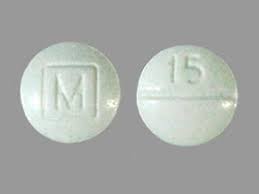 Close-up of Oxycodone 15 mg prolonged-release tablets in standard UK blister pack, displaying dosage marking and MHRA-compliant packaging for prescription-only opioid pain management.