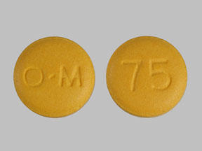 Tapentadol 75 mg tablets UK Front and back view of a Tapentadol 75 mg UK tablet showing both sides of the prescription pain relief tablet.